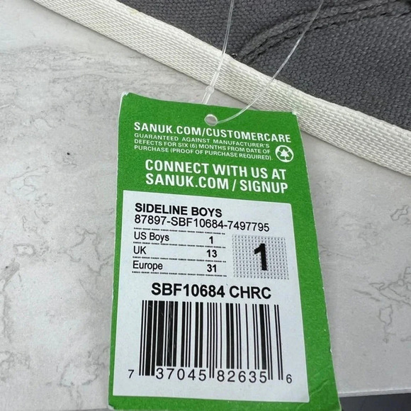 Sanuk Sideline Boys Slip On Sidewalk Surfers Boys Size 1 NEW - Picture 8 of 8